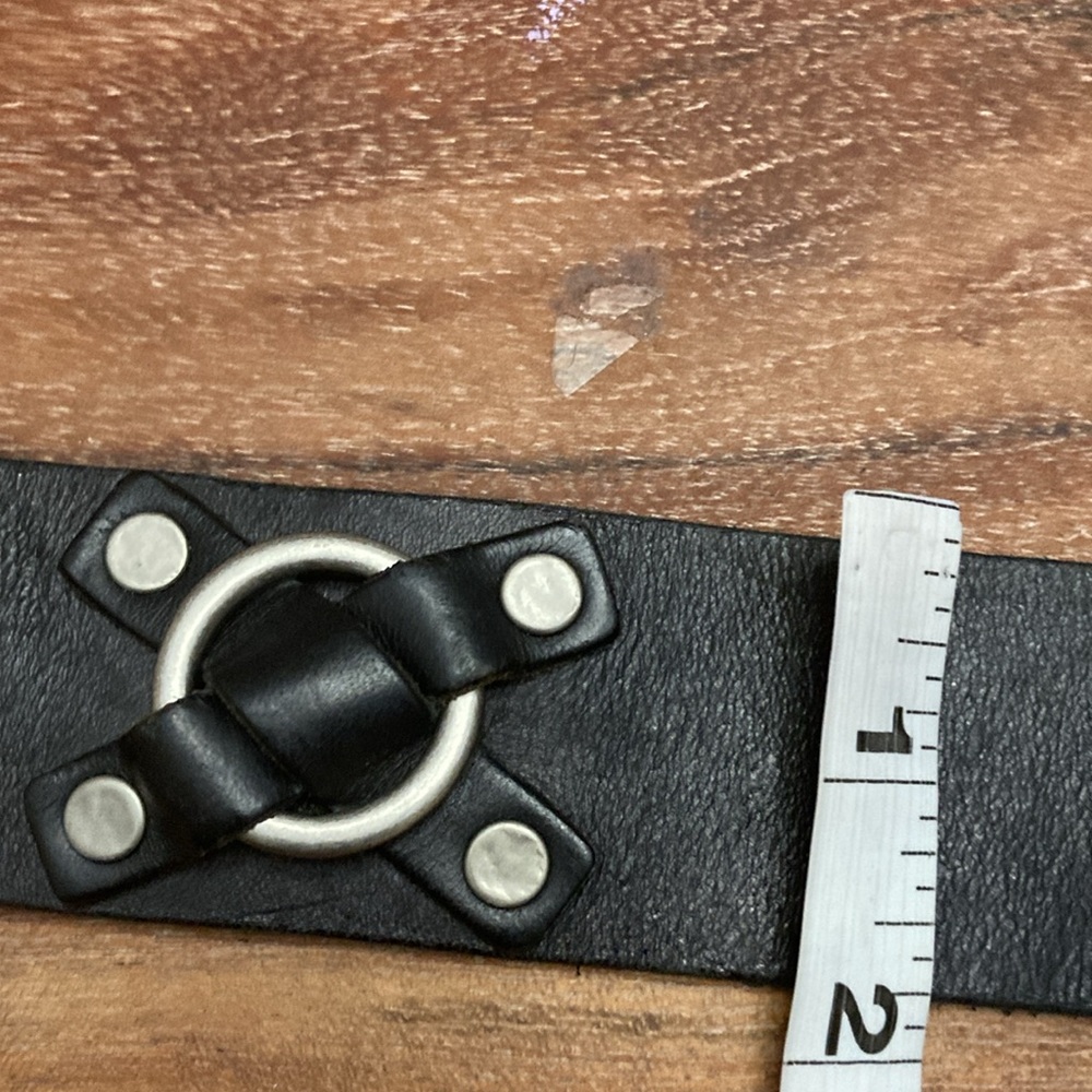 VINTAGE LUCKY BRAND 1990’S Black Genius Leather Belt with Silver Buckle F-M - Picture 7 of 11